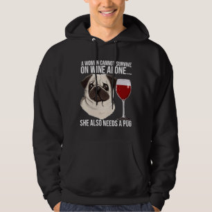 Sudadera Regalo De Amante Del Vino De Pug Para Su Clásica C
