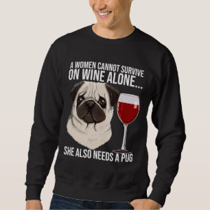Sudadera Regalo De Amante Del Vino De Pug Para Su Clásica C