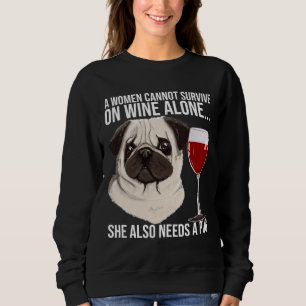 Sudadera Regalo De Amante Del Vino De Pug Para Su Clásica C