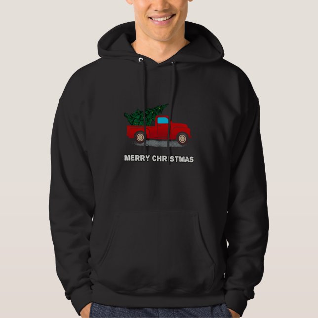 Sudadera Regalo De Árbol De Camión Rojo Para Vacaciones De  (Anverso)