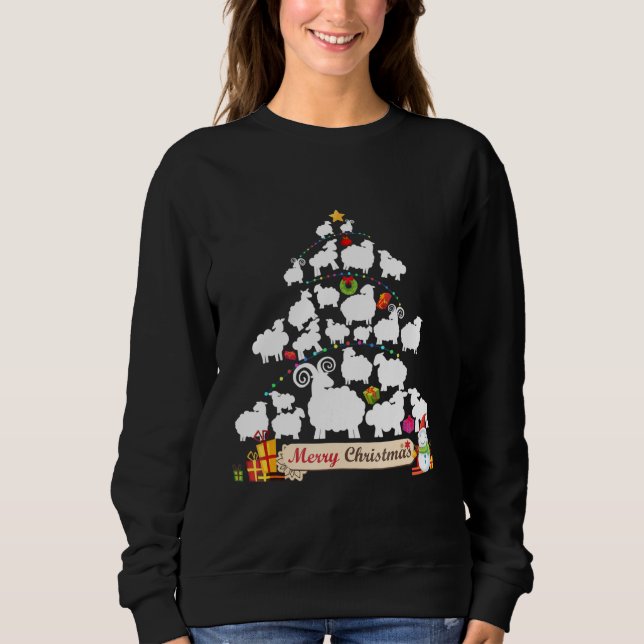 Sudadera Regalo de árbol de Navidad de oveja | Divertidos r (Anverso)