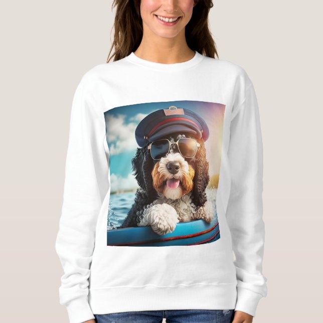 Sudadera Regalo de Bernedoodle Boating Dog Mom Dog Dad (Anverso)