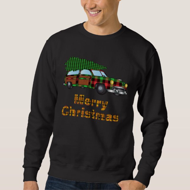 Sudadera Regalo de coche de madera de Navidad para vacacion (Anverso)