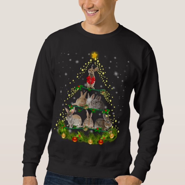 Sudadera Regalo de conejo| Luz de árbol de Navidad de conej (Anverso)