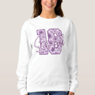 Sudadera Regalo de cumpleaños número 16 con flores de lavan