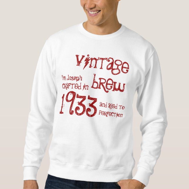 Sudadera Regalo de cumpleaños número 80 1933 Nombre de brea (Anverso)