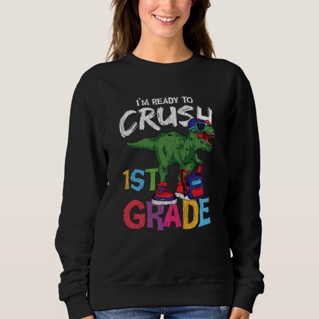 Sudadera Regalo de dinosaurio de vuelta a la escuela para e (Anverso)
