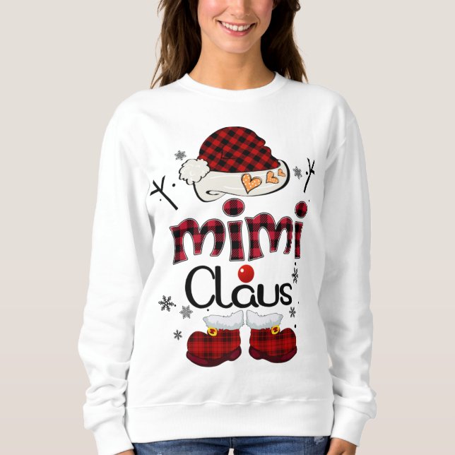 Sudadera Regalo de la abuela Mimi Claus Red Plaid (Anverso)