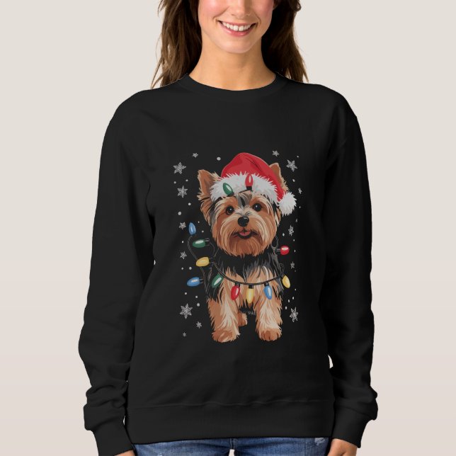 Sudadera Regalo de Navidad de Yorkie Perro de Navidad Largo (Anverso)