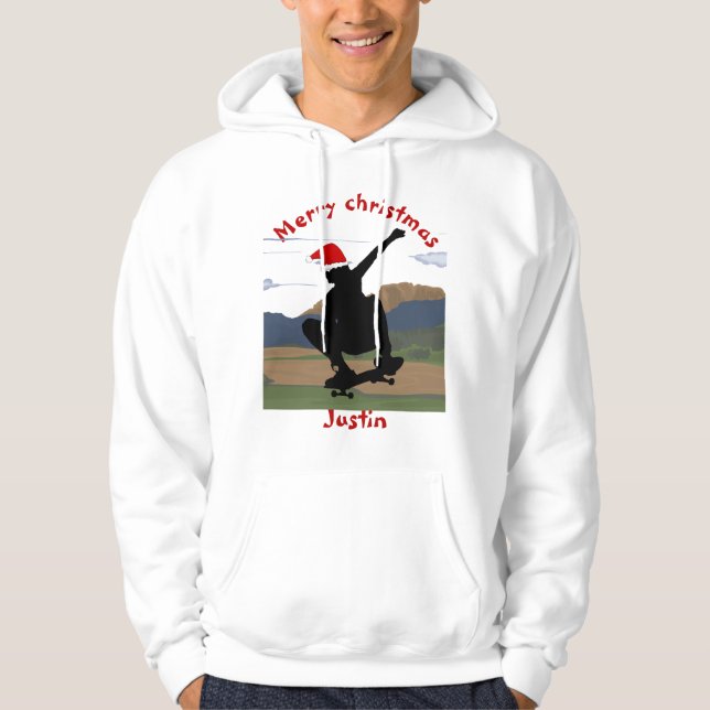 Sudadera regalo de navidades de skateboard, nombre personal (Anverso)