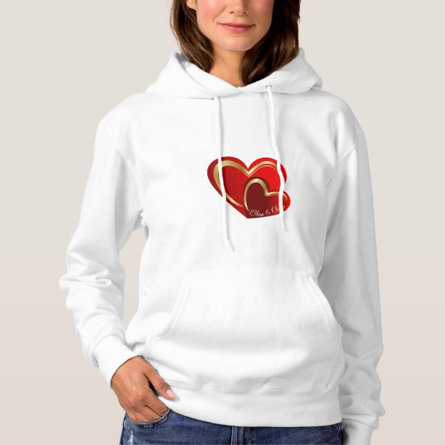 Sudadera Regalo de Novia Personalizada Trendy Love Red Hear (Anverso)