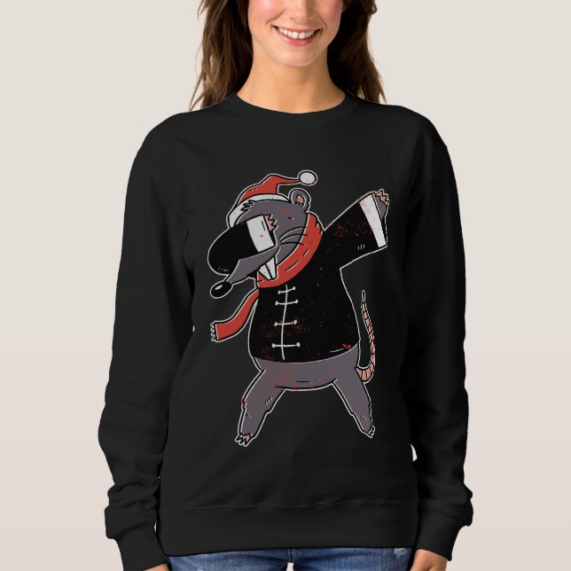 Sudadera Regalo de rata de Navidad haciendo dab para amante (Anverso)