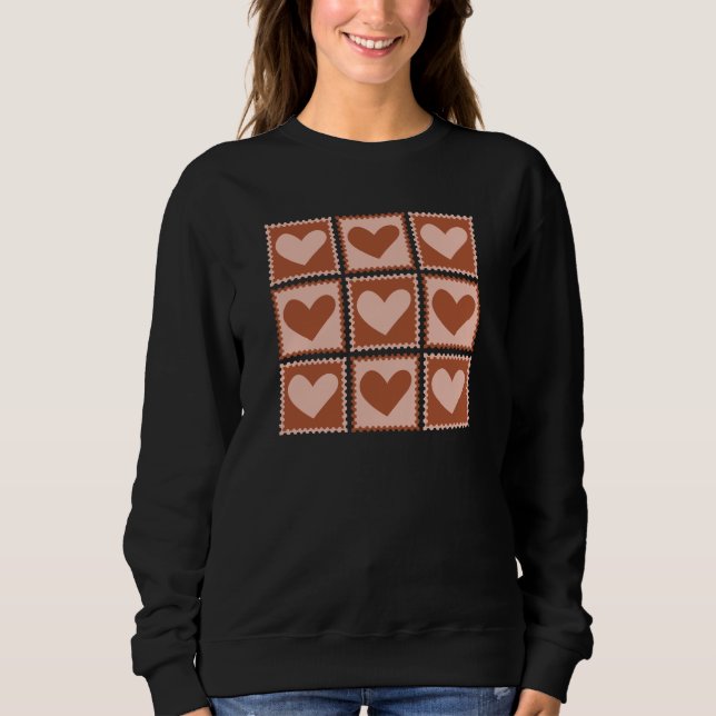 Sudadera Regalo de San Valentín Corazones Boho de Terracota (Anverso)