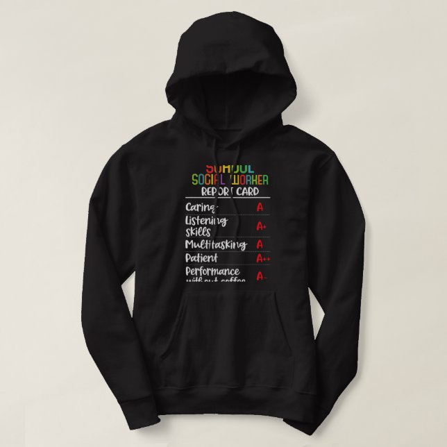 Sudadera Regalo de tarjeta de informe de trabajador social  (Diseño del anverso)