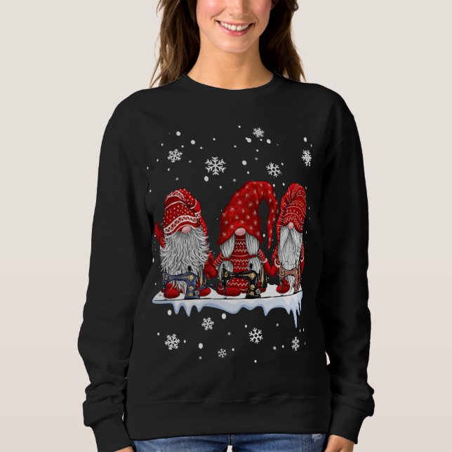 Sudadera Regalo de tres gnomos de costura y navidades de ed (Anverso)