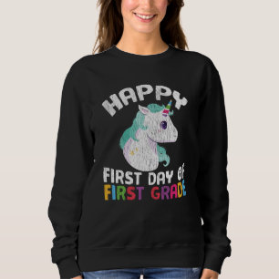 Sudadera Regalo de Unicornio de Primer Grado Feliz Primer D