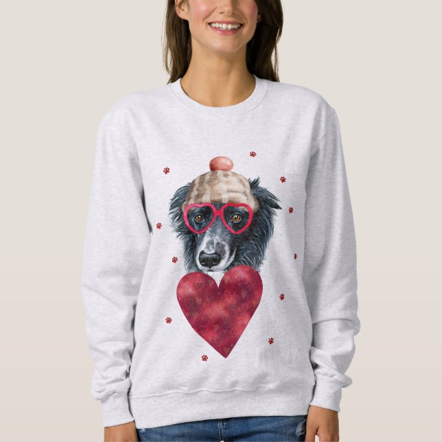 Sudadera Regalo del Día de San Valentín Border Collie Perro (Anverso)