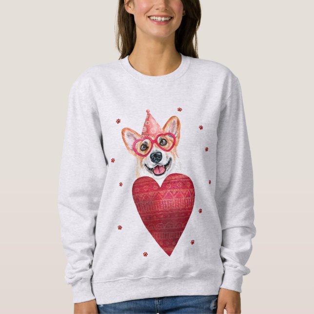 Sudadera Regalo del Día de San Valentín Perro Corgi (Anverso)