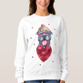 Sudadera Regalo del Día de San Valentín Pitbull Gris Perro 