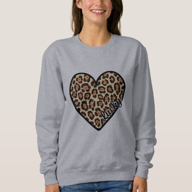 Sudadera Regalo del El día de San Valentín Cute Leopard Hea (Anverso)