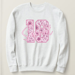 Sudadera Regalo elegante de 16 años con flores rosadas para