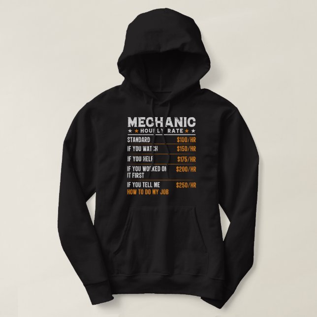Sudadera Regalo mecánico mecánico por hora divertida para m (Diseño del anverso)