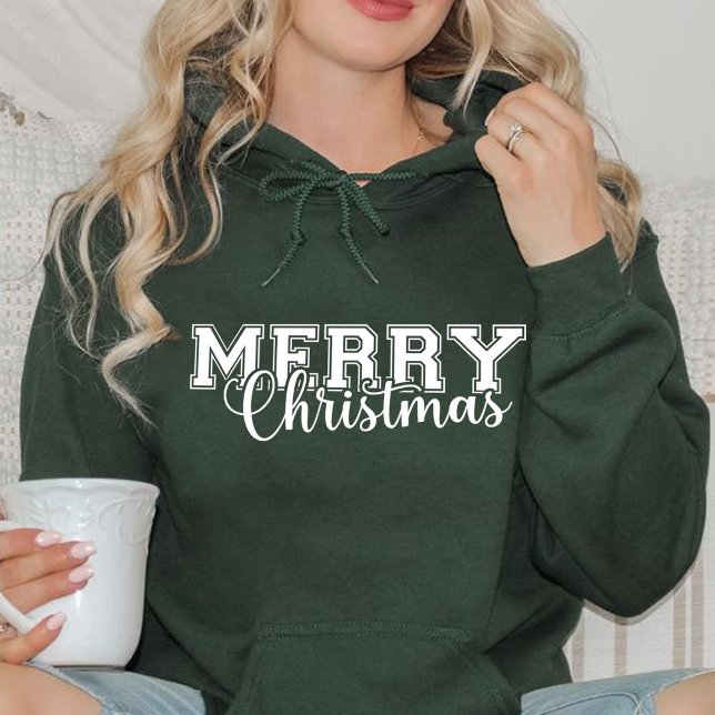 Sudadera Regalo navideño de Feliz Feliz Navidad en el Rojo  (Merry and Bright Modern Red Merry Christmas gift Hoodie)