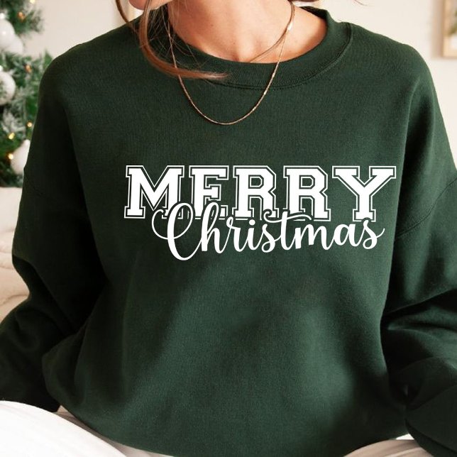Sudadera Regalo navideño de Feliz Feliz Navidad en el Rojo  (Merry and Bright Modern Red Merry Christmas gift Sweatshirt)