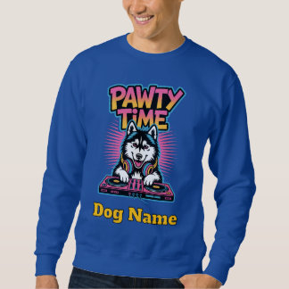 Sudadera Regalo Neon Retro de Tiempo de Fiesta de Husky Per