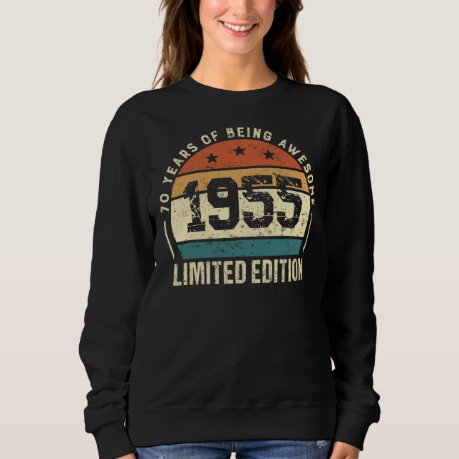 Sudadera Regalo para cumpleaños 70 Retro Vintage 1955 (Anverso)