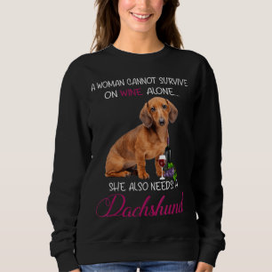 Sudadera Regalo para mujer amante del vino y perros dachshu