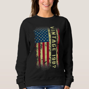 Sudadera Regalos de 40 años Vintage Bandera Americana 1982 