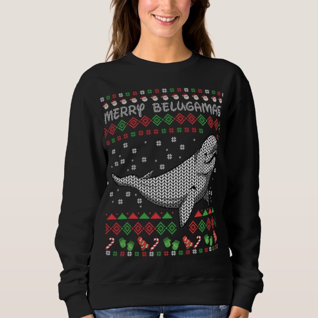 Sudadera Regalos de Navidades Afeos de Ballenas de Beluga.  (Anverso)