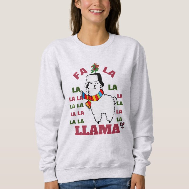 Sudadera Regalos Navidades, humor gracioso de la llama (Anverso)