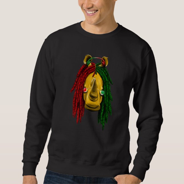 Sudadera Reggae Cool Rhino Rastas Dreadlocks Rasta (Anverso)
