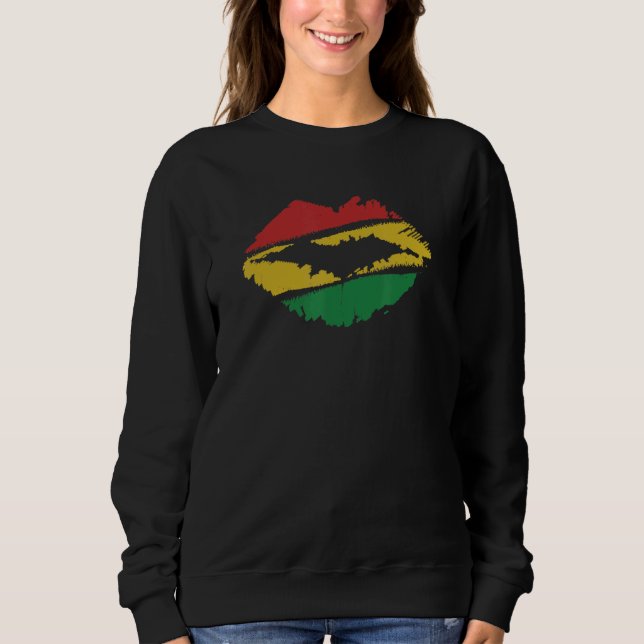 Sudadera Reggae Music Jamaica Kissing Lips Flag Rastafari R (Anverso)
