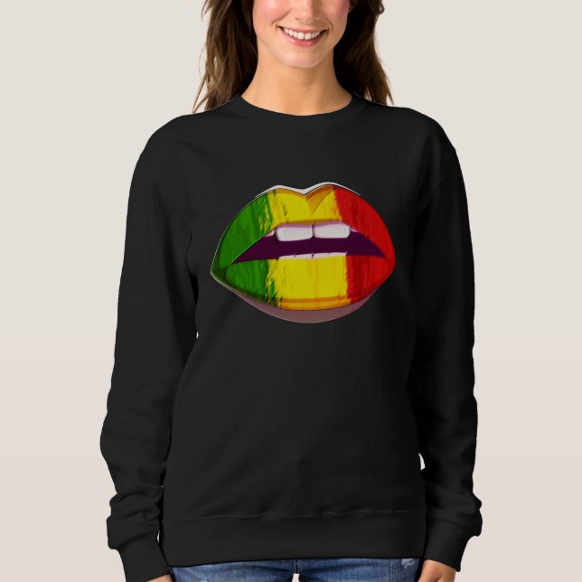 Sudadera Reggae Music Jamaica Kissing Lips Flag Rastafari R (Anverso)