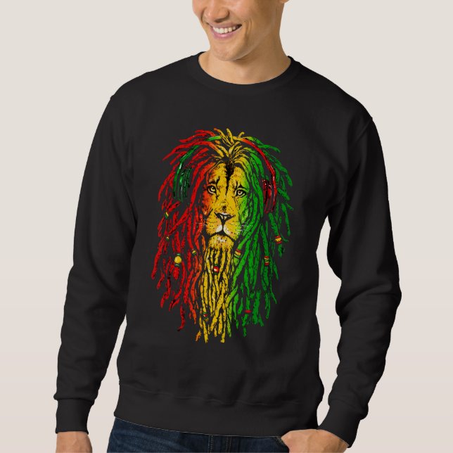 Sudadera Reggae rasta León Rastafarian Leon Reggae Music (Anverso)