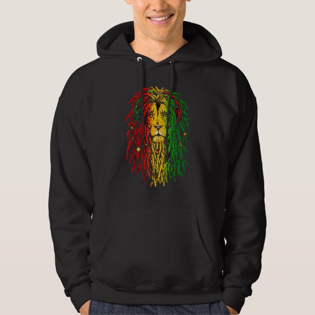 Sudadera Reggae rasta León Rastafarian Leon Reggae Music (Anverso)