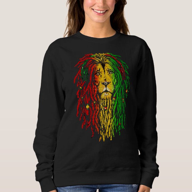 Sudadera Reggae rasta León Rastafarian Leon Reggae Music (Anverso)