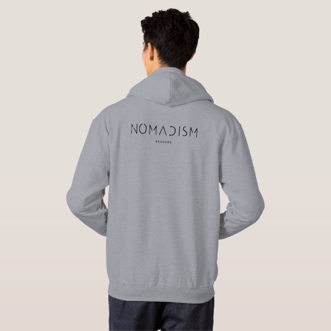Sudadera Registros de Nomadismo con Capucha Logo Negro (Reverso completo)