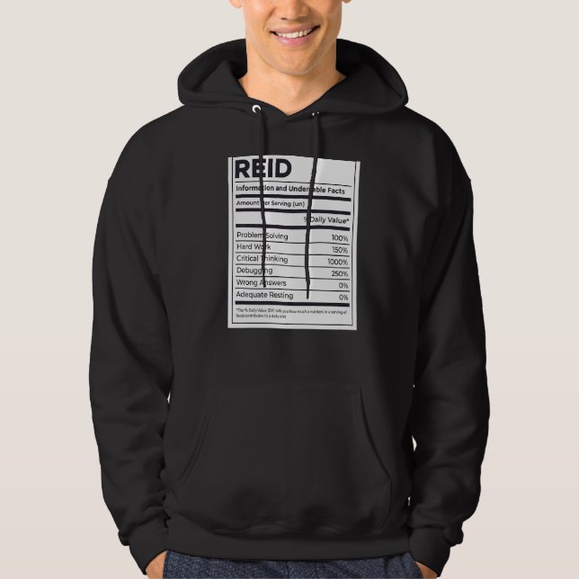 Sudadera Reid Nutrition Information Problement Solucionando (Anverso)