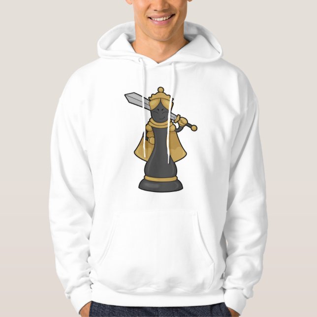 Sudadera Reina de ajedrez en ajedrez con espada (Anverso)