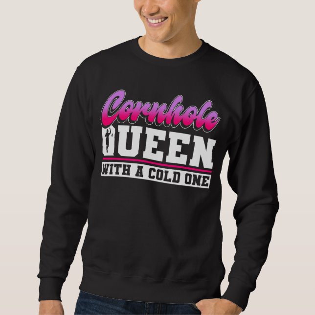 Sudadera Reina de Cornhole Con Una Fría   Cornhole  1 (Anverso)