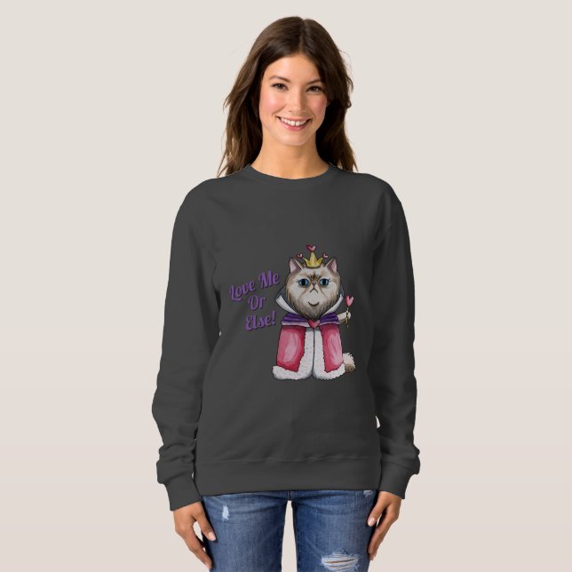 Sudadera Reina del ilustracion del gato persa de los (Anverso completo)