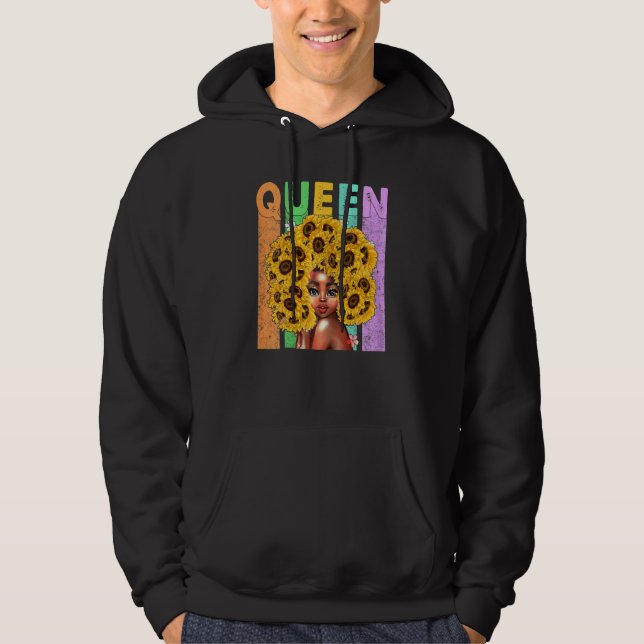 Sudadera Reina Negra Femenina Flor de Reina Afro Melanina (Anverso)