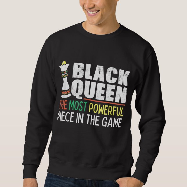 Sudadera Reina negra más poderosa de ajedrez afroamericana (Anverso)