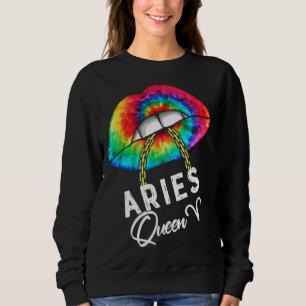 Sudadera Reinas Aries Tie Dye Labios Zodiaco Marzo Abril Re