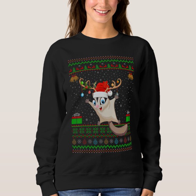 Sudadera Reindeer Sombrero de Santa que coincide con el feo (Anverso)
