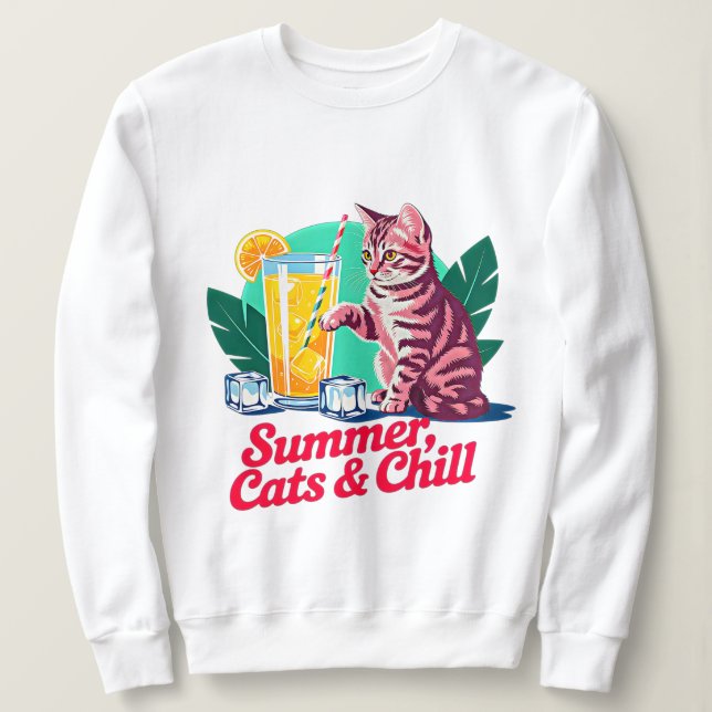 Sudadera relajación de gato de verano para mujeres - Retro  (Anverso del diseño)